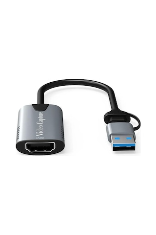 Type-c To Usb 2in1 Video Capture Yakalama Kartı Uçlu Hdmı To Type-c Pc Bilgisayar Video Adaptör Çevirici Hdmı Aktarma İçin Kullanılmaz