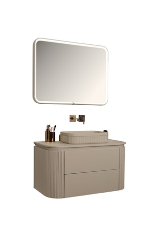 Kobos Gloria 100 Cm Banyo Dolabı Seti Beige Bej