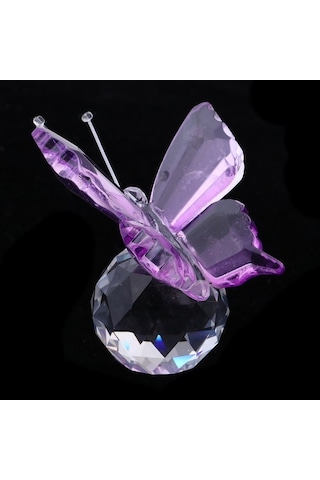 Pazly Uçan Top Süsleme Mor Kristal Kesim Kelebek Homyl Heykelcik Cam Wg