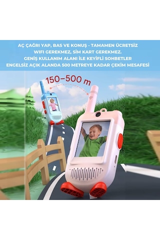 Çok Fonksiyonlu Görüntülü Çocuk Telsizi Walkie Talkie İnterkom İkili Paket