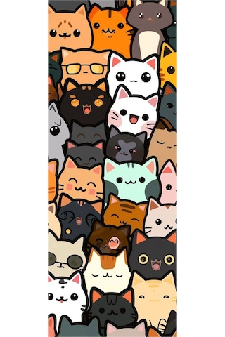 Çılgın Kediler Baskılı Araç Kapı Direk Kaplama Folyo Sticker 2'li Sağ&sol