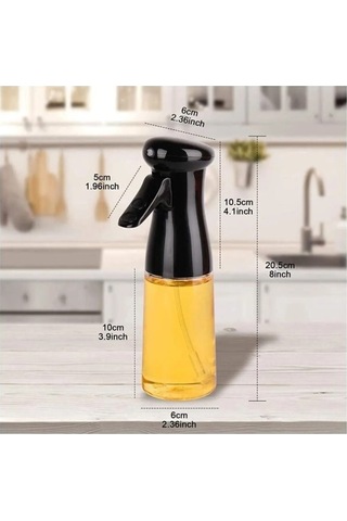 2 Adet Püskürtme Cam Yağdanlık - Airfryer Sprey Cam Yağlık 2 Adet Siyah Şeffaf