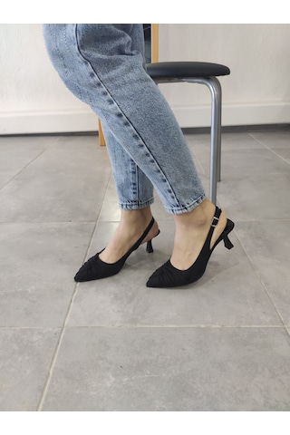 Tarzbu Lks İnce Topuklu Sivri Burun Siyah Abiye Ayakkabı Siyah