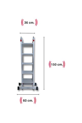 Endokon 5,64 Metre - 20 Basamaklı Katlanır Akrobat Merdiven - Büyük Menteşe - Kalın Profil