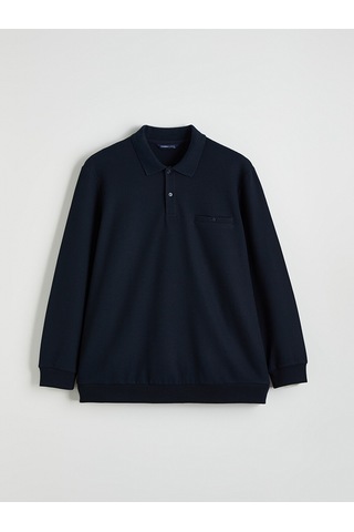Lcwaıkıkı Classic Lacivert Büyük Beden Polo Yaka Erkek Sweatshirt
