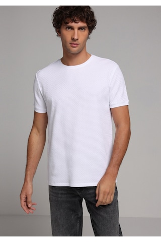 Colin's Colins Regular Fit Yuvarlak Yaka Jakarlı Erkek Beyaz Kısa Kol Tişört Cl1077331 Q1.v2 Wht