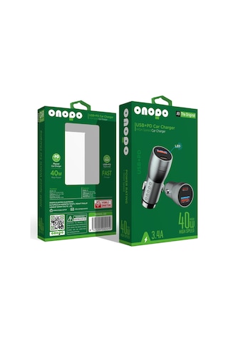 Onopo 3.4a Çift Usb + Type Çıkışlı Metal Hızlı Araç Şarjı 40w -a9
