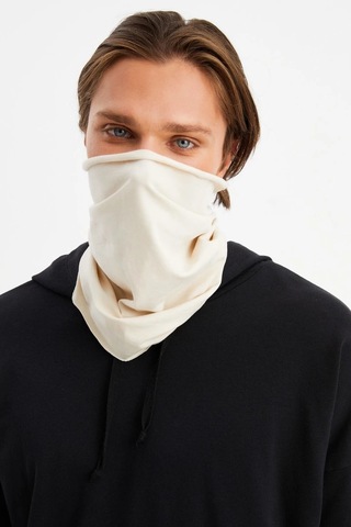 Erkek 4 Fonksiyonlu Koruyucu Pamuklu, Esnek, Terletmez, Bandana, Boyunluk, Maske - Tek Ebat / Bej Bej