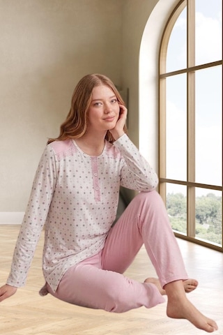 Mecit Pijama Mecit 6355 Pembe Büyük Beden Kadın Pijama Takımı