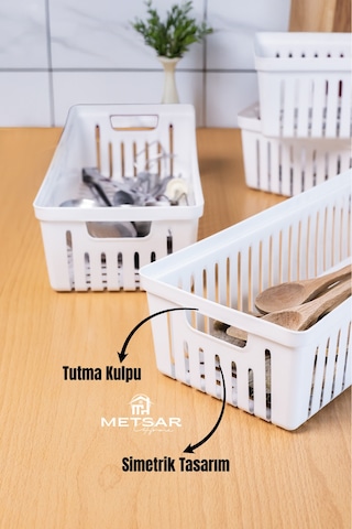 4 Lü Beyaz Mutfak Çekmece Düzenleyici Kaşık Çatal Bıçak Organizatörü Plastik Saklama Kutusu Plasti Diğer