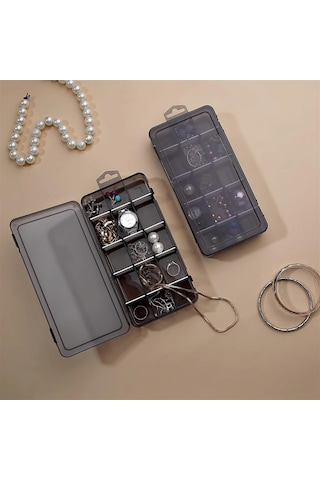 15 Bölmeli Kapaklı Ayarlanabilir Takı Kolye Boncuk Küpe Organizer