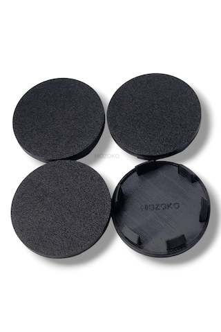 4'lü Set 55 Mm Dış Çap 52 Mm İç Çap Siyah Logosuz Jant Göbeği Kapağı