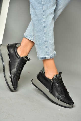 Fox Shoesp555306603 Siyah Hakiki Deri Spor Ayakkabı Sneakers Siyah