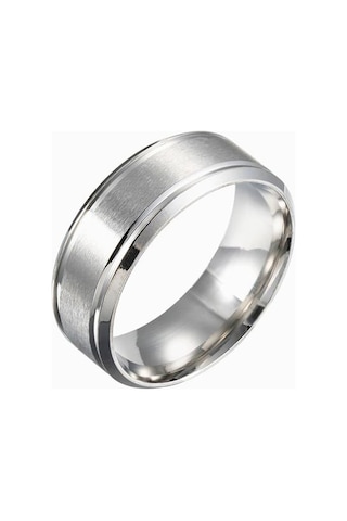 Erkek Paslanmaz Çelik 8mm Geniş Mat Çift Eğimli Basit Yüzük Takı Hediyeleri Arı Gümüş