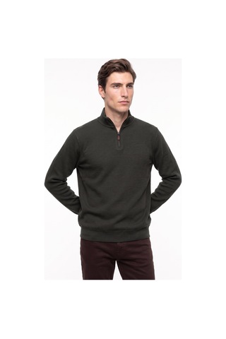 Mustang Haki Erkek Fermuarlı Basic Nakışlı Sweatshirt M6wm-swt1591