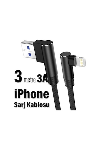 Hasır 3a Apple iPhone Uyumlu Lightning To Usb Hızlı Şarj Kablosu 3 Metre Uzunluk