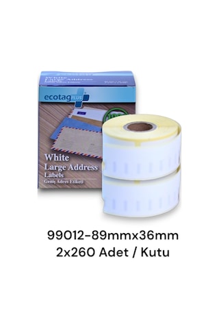 Ecotagplus Dymo Lw Etiket 89 MM X 36 MM - Beyaz-520 Adet
