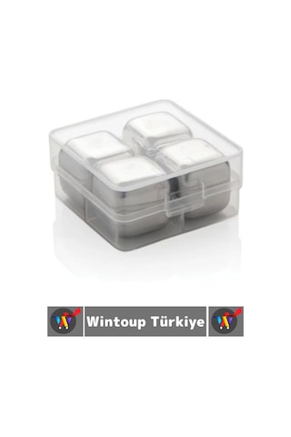 Yıkanabilir Kokteyl İçki Alkol Viski Sulandırmayan Saklama Kutulu Metal Kaplama Buz Taşı 4 Adet Çok Renkli