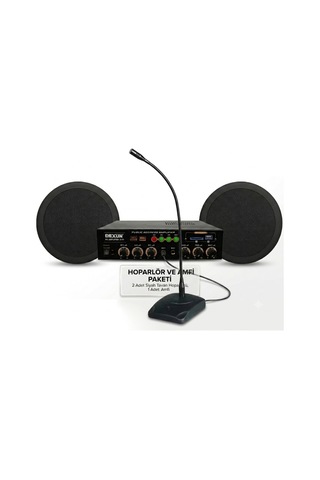 Cafe Ve Ofisler İçin Hazır Ses Paketi: 2'li Tavan Hoparlör Mikrofon Ve Bluetooth Amfi Seti
