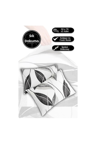 Yastık Kılıfı 2 Li Akasya Percale Baskılı 50x70 Cm Beyaz