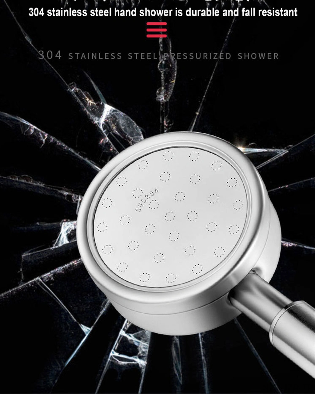 Geeroyoo Stainless Steel 304 Duş Başlığı Seti: Artırılmış Basınçlı, Kol Taylı, 1.5m Hortum Ve Deliksiz Tutucu İle Modern Banyo Aksesuarı Diğer