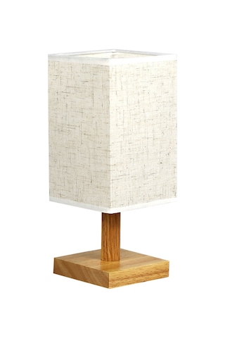 Yunboo Yatak Odası Dekoratif Led Küçük Gece Lambası - Ahşap Kasa, Keten Abajur, Usb Tak Ve Kullandır, Sıcak Işık, Modern Ve Rustik Stilleri Tamamlama Beyaz