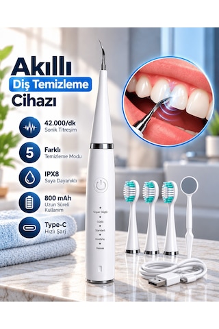 1. Taşınabilir Akıllı Diş Temizleme Cihazı Ayarlanabilir 5 Kademe