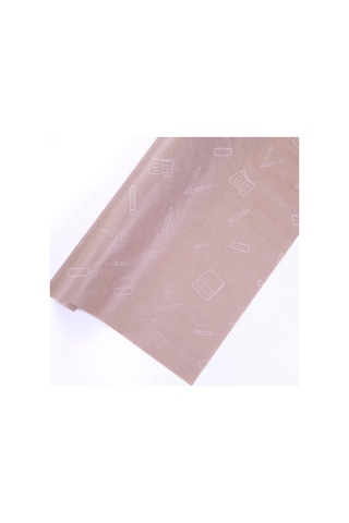 Bimotif 5li Büyük Boy Ambalaj, Paket Kağıdı, 70x100 Cm Kırtasiye Desenli, Kraft-beyaz 1