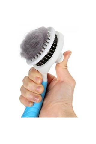 Pet Tarak Kedi Fırça Saç İlk Köpek Saç Fırçası Pet Kendinden Temizleme İğne Tarak Mavi