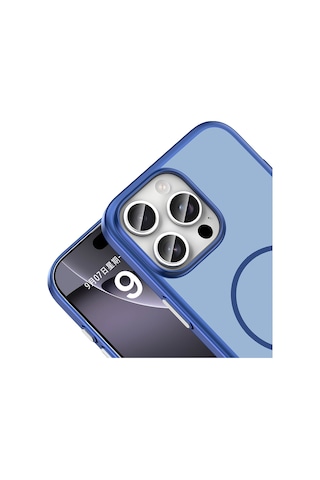 Apple iPhone Uyumlu 16 Pro Max Kılıf M-safe Şarj Özellikli Zore Lora Pc Kapak - Lacivert