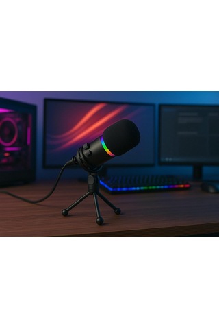 Rgb Profesyonel Stüdyo Mikrofon Kayıt Usb/xlr Çift Modlu Podcast Dinamik Mikrofon Masaüstü Canlı Yayın Mikrofonu
