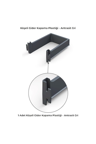 Mesan Köşeli Gider Kapama H:70mm Antrasit