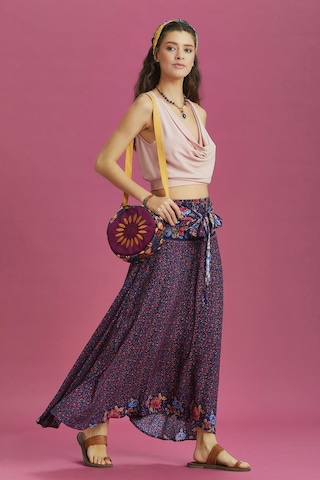 Salaş Çiçek Desenli Asimetrik Etek 001