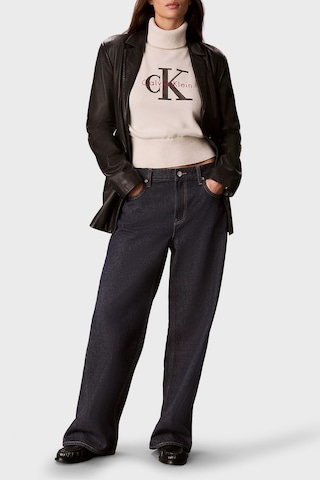 Calvin Klein Logolu % 100 Pamuk Balıkçı Yaka Kazak Lv047h329gyas Kadın Kazak Lv047h329g Yas Krem