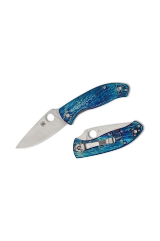 Spyderco Tenacious Blue Tı D2 Plainedge Kamp Çakı Çok Renkli