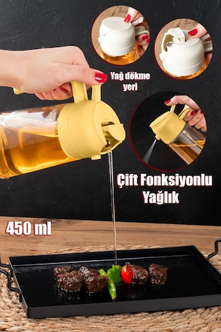 Porsima Alk-3157 Çok Amaçlı Cam Sprey Şişe Yağlık Yağdanlık Sarı