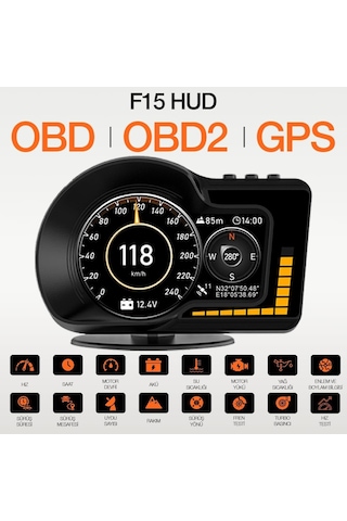 Tr F15 Hud Obd Obd2 Dijital Kilometre Rpm Su Sıcaklığı Basınç Hararet Araç Veri Ekranı Head Up Display
