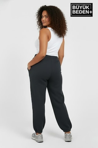 Süperlife Kadın Büyük Beden New York Paça Lastikli Rahat Kesim Jogger İnce Eşofman Altı Spr26beak951-5 Gri