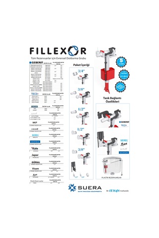 Suera Universal Sessiz Rezervuar Doldurma Grubu Fillexor Kırmızı