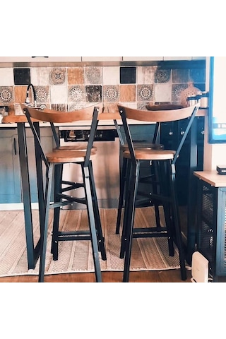 Asya Craft Doğal Ahşap Bar Masası Seti