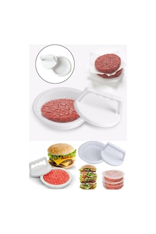 Mucit Home Hamburger Köfte Yapma Pres Aparatı Plastik Burger Köfte Kalıbı Beyaz