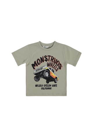 Civil Boys Monstruos Araba Baskılı 2-5 Yaş Tişört - Gri Soft Gri