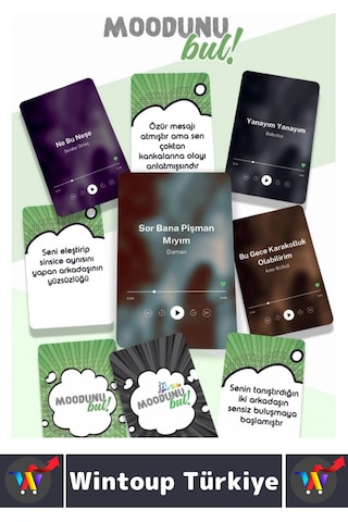 Eğlenceli Genç Yetişkin Arkadaş Müzik Oyunu Moodunu Bul-lyric Vibe Oyun Kartları 150 Kart