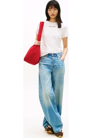 Tommy Jeans Kadın Tişört Dw0dw22277 Beyaz