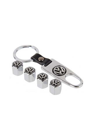 Volkswagen Paslanmaz Çelik Sibop Kapağı ve Anahtarlık Seti Krom Renk