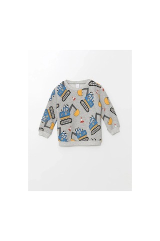 LC Waikiki Lcw Baby Bisiklet Yaka Uzun Kollu Baskılı Erkek Bebek Sweatshirt Gri