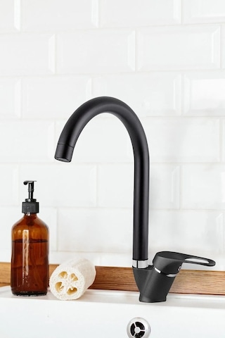 Boheme Mat Siyah Lavabo Bataryası Aç Kapa Mix Musluk Sıcak Ve Soğuk Su Girişli Siyah