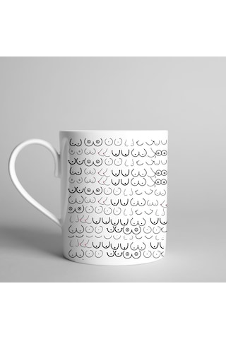 Meme Nipple Baskılı Kupa Bardak - Sevgiliye Arkadaşa Hediye 3656 Beyaz