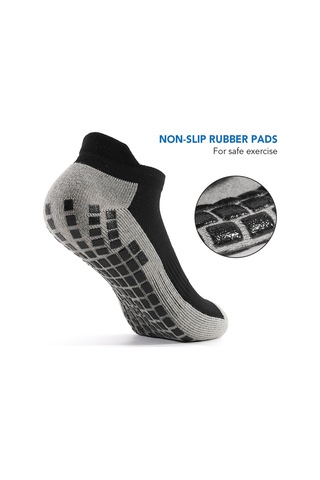 Maiyame Nefes Alabilen, Kaydırmaz Tabanlı Yoga Ve Spor Çorapları - Tek Boy, Yüksek Yoğunluklu Pamuk Siyah