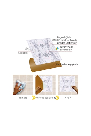 Tink Kendinden Yapışkanlı Mermer 13 Desenli Pvc Karo 30x30 Cm
